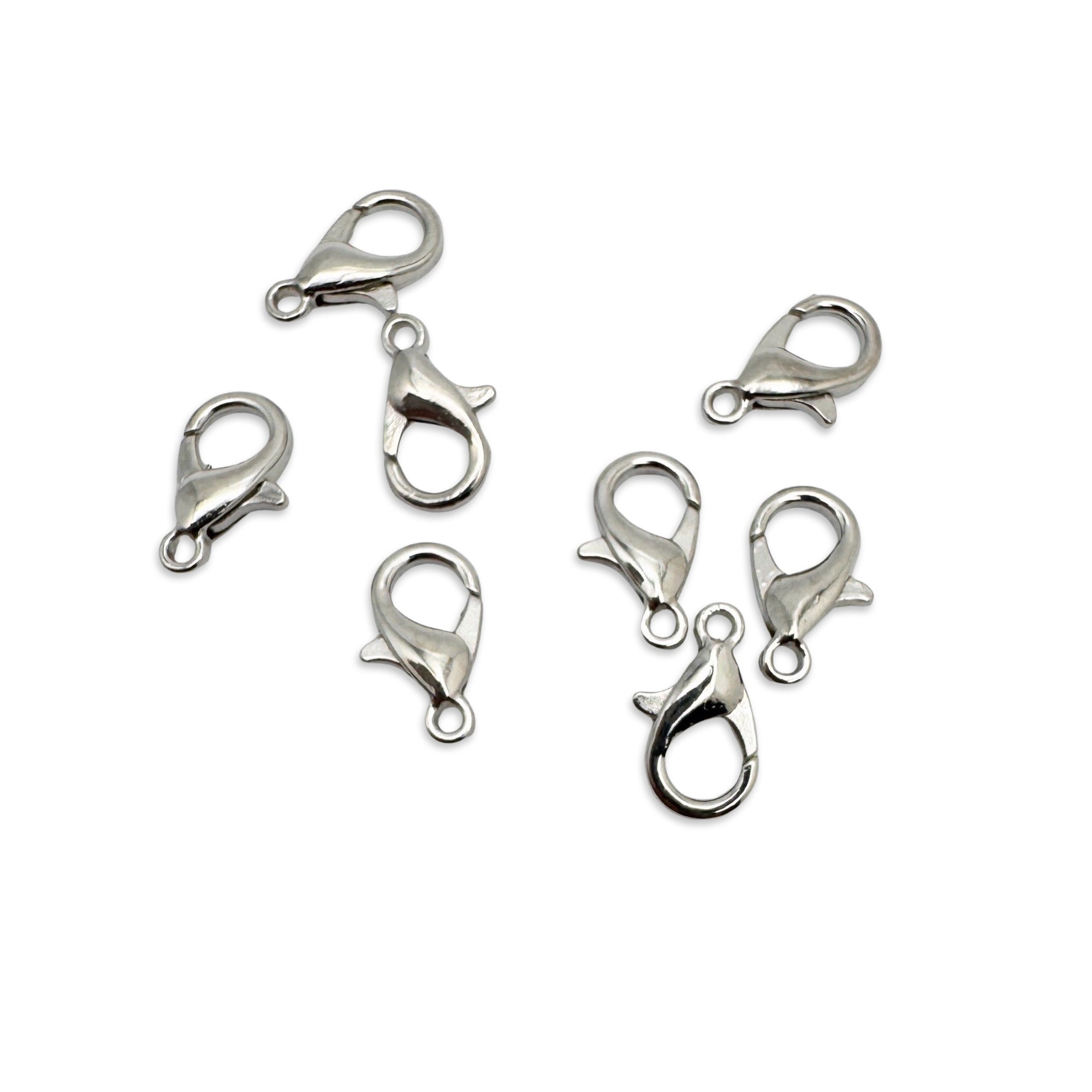 Silver Sale925 商品 Platinum Lobster Claw Clasp Findings, Silver Colour, 12mm - 50