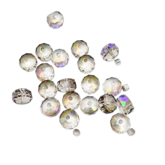 rondelle shaped clear and purple beads