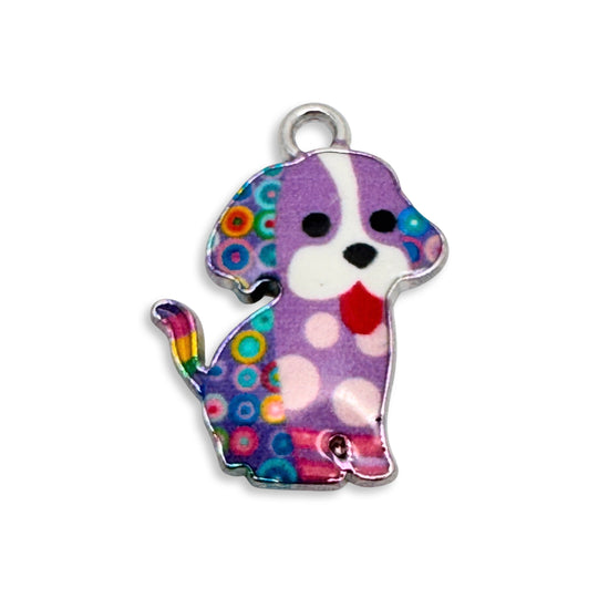 colourful dog shaped jewelry charm