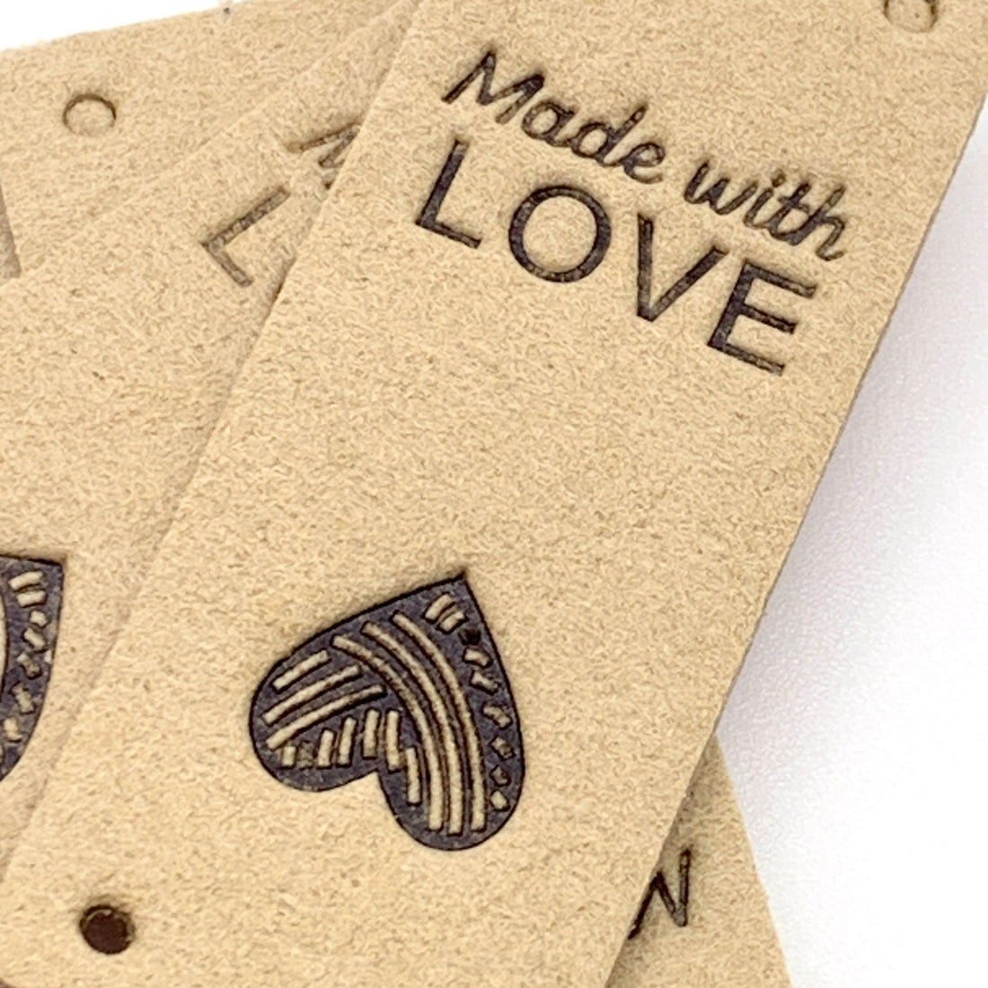 Personalized Faux Suede Tags for Handmade Items - MemorableLand