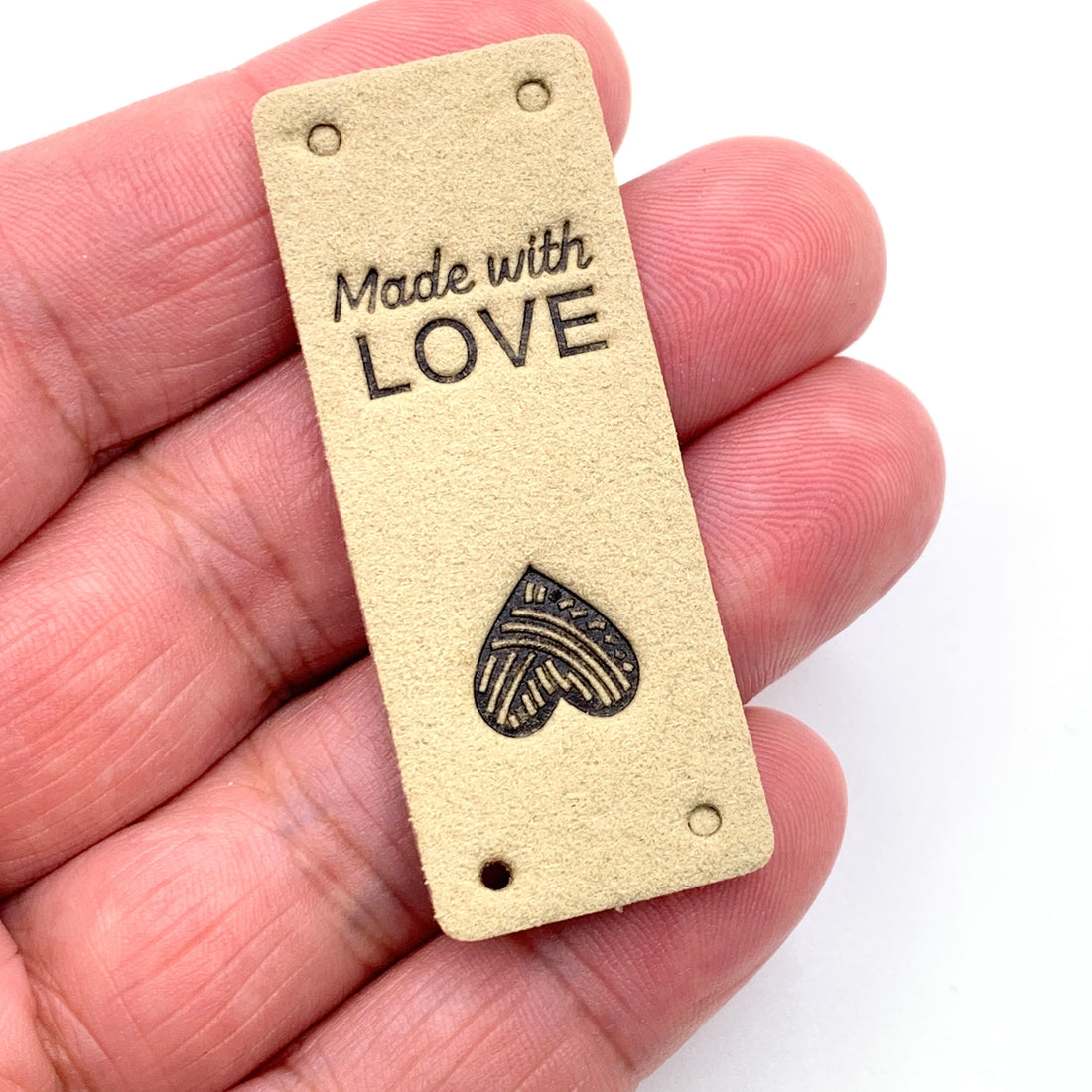 Personalized Faux Suede Tags for Handmade Items - MemorableLand