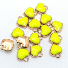 green and gold colour heart shaped jewelry charms
