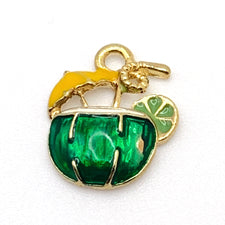 green, yellow and gold jewerly charms that look like a margarita beverage