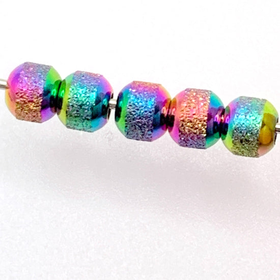rainbow colour round textured jewerly beads