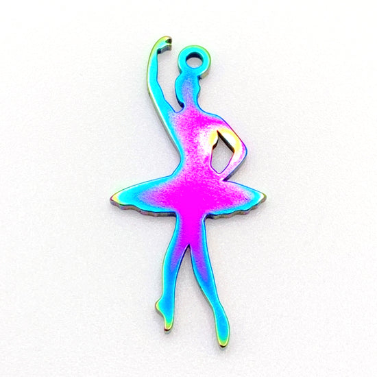 rainbow colour jewerly charms in the shape of a ballerina dancing