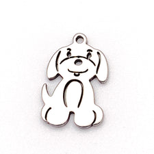 silver colour jewerly charms that looks like a puppy dog