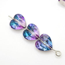 purple and blue heart shaped jewelry beads
