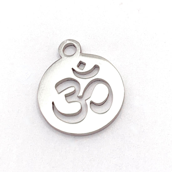 silver round om yoga jewelry charms