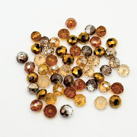 Mixed Golden Glass Rondelle Beads, 6mm - 50 Pack