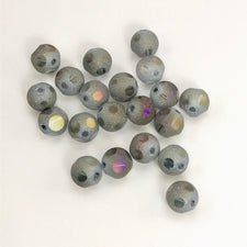 frosted glass beads with purple and gold highlights