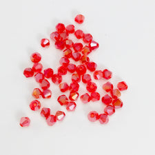 Light Red AB Glass Bicone Beads, 4mm - 100 Pack