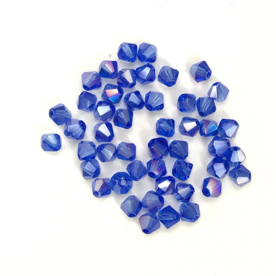 4mm dark blue bicone shaped jewelry beads