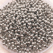 3mm round metal beads with antique silver finish