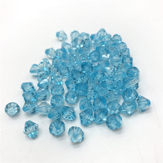 Light Blue Acrylic Bicone Beads, 6mm - 100 Pack