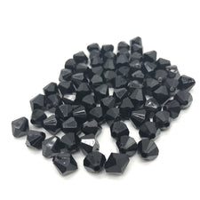 6mm black glass bicone shaped jewelry beads