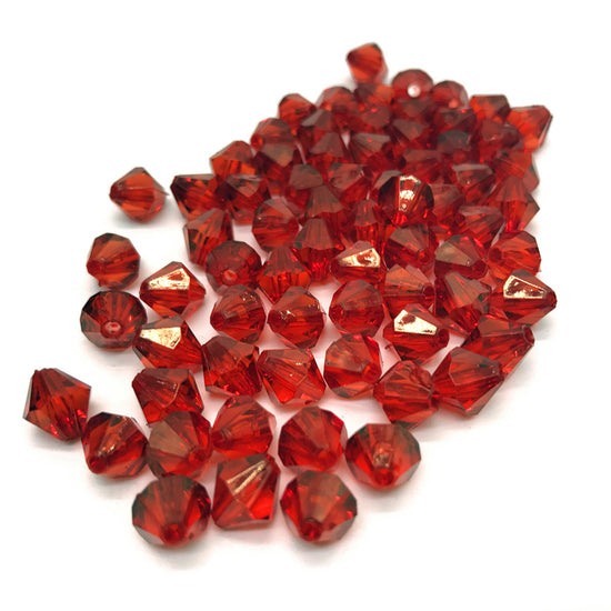 Red Acrylic Bicone Beads, 6mm - 100 Pack