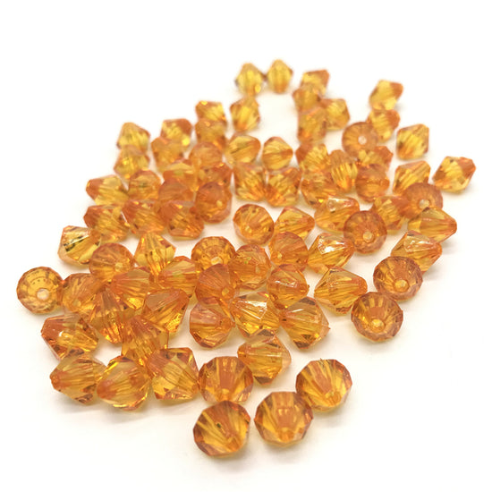 Orange Acrylic Bicone Beads, 6mm - 100 Pack