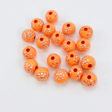 orange acrylic beads with silver sparkles