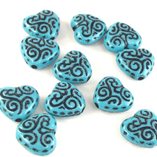 Blue Heart Shaped Acrylic Beads, 15mm - 20 Pack