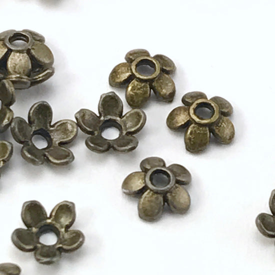bronze colour bead caps shaped like flowers