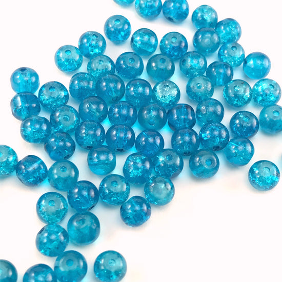 Crystal Glass Blue Crackle Beads, 6mm 95 Pack – Easy Crafts