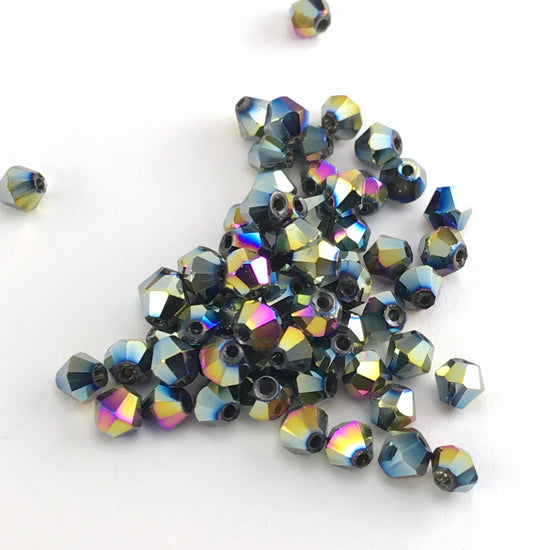 mixed colour ab coated jewelry beads in a bicone shape