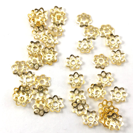 gold color filigree style bead caps