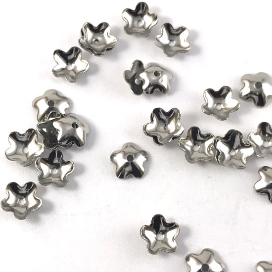 silver colour flower shaped bead caps