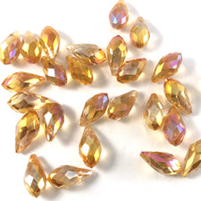 yellow coloured drop shaped glass beads