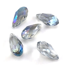 blue and clear coloured teardrop shaped jewerly beads