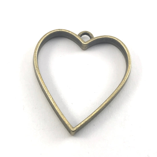Bronze colour heart shaped open back bezel