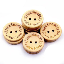 Handmade With Love Wooden Buttons, 20 mm - 20 Pack