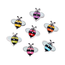 wooden bee shaped buttons in various colors
