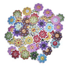 Flower Wood Buttons, 20mm - 10 Pack