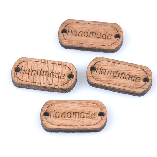 Natural Wood Handmade Buttons, 24mm  - 10 pack