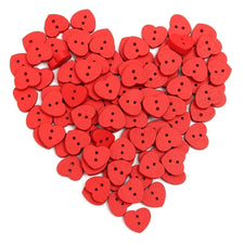 Heart Shaped Wooden Buttons, 15mm  - 15 pack