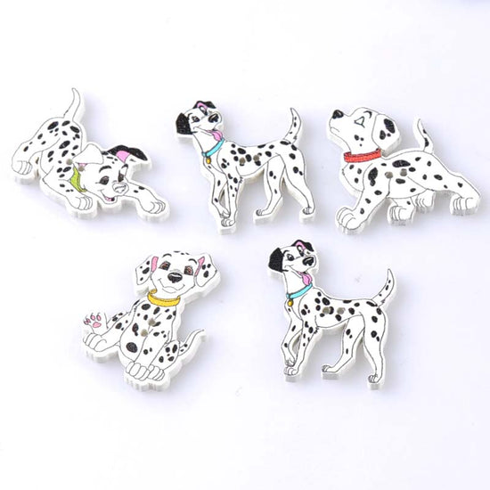 Dalmatian Dog Assorted Wood Buttons, 38mm - 10 Pack