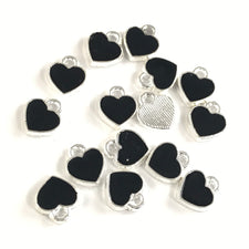 black and silver heart shaped jewerly charms