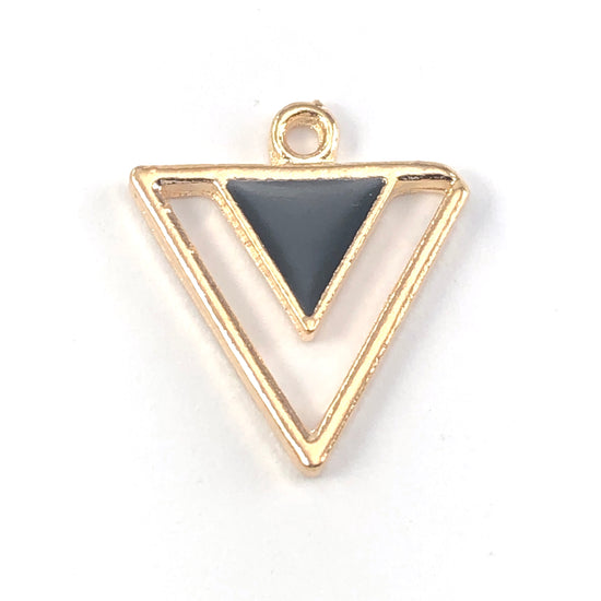 black and gold triangle shaped jewerly charms