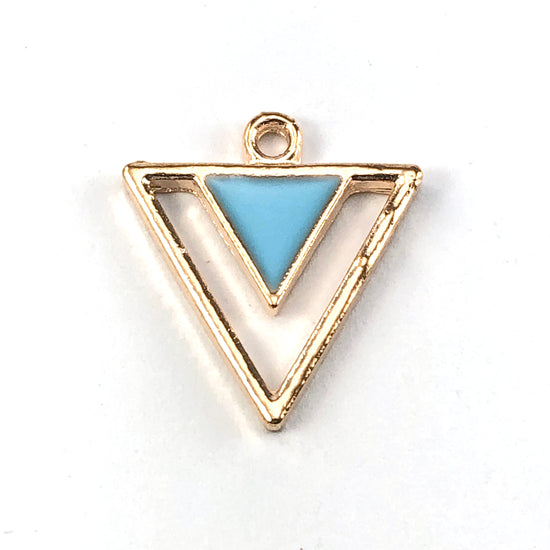 blue and gold triangle shaped jewerly pendants