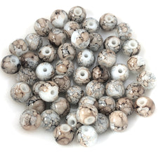grey and brown marble pattern round beads