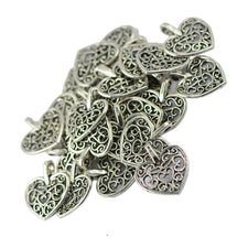 Antique silver heart charm pendants