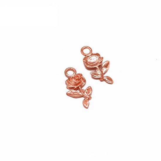 Rose Gold Tone Rose Charms, 21mm - 10 Pack