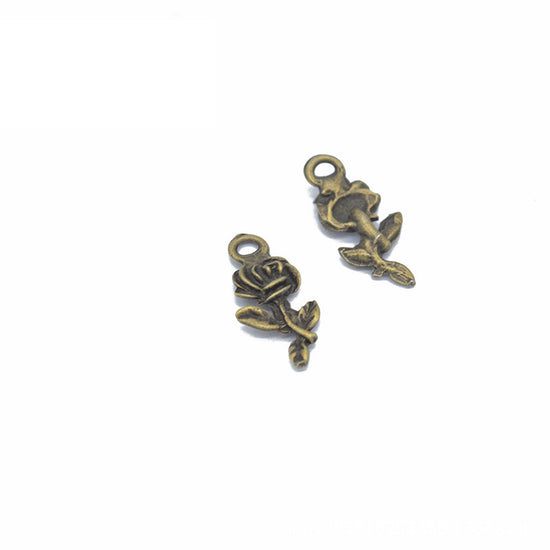 small rose jewelry charms with bronze color