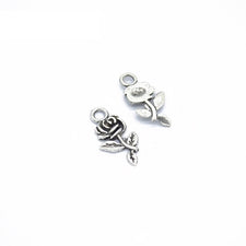 small rose charms with antique silver finish