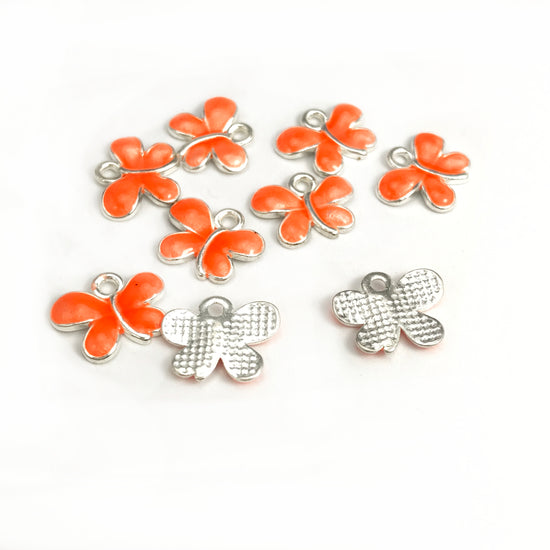 Orange Butterfly Charms, 13mm - 8 pack