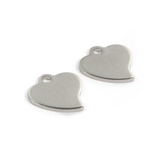 stainless steel silver jewelry charms shaped like hearts