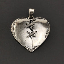 Large silver heart shaped pendant