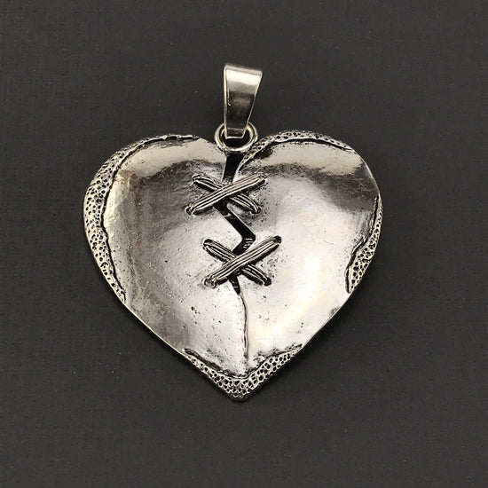 Extra large online silver heart pendant