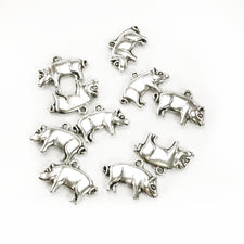 10 silver colour pig jewelry charms
